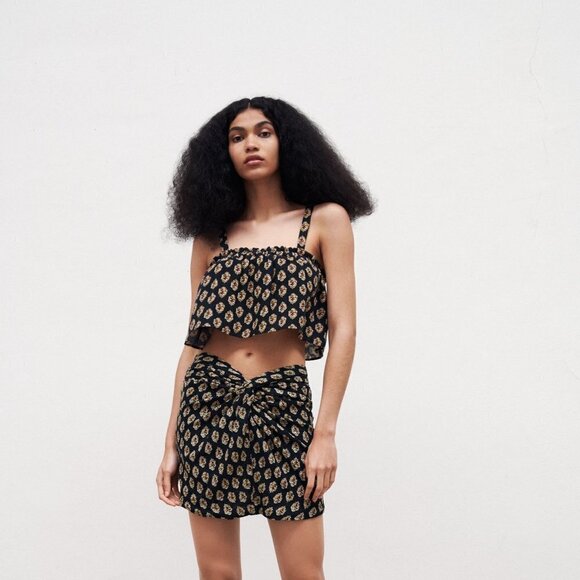 ZARA | Printed Crop Cotton Tank Top | Sz. M - Picture 3 of 9